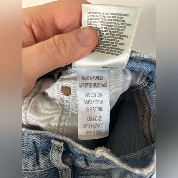 Agolde Sophie Crop in Outsider Denim Blue Jeans Distressed Size 23 - Picture 9 of 9